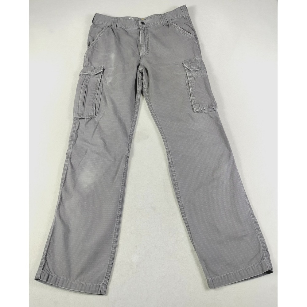Carhartt Cargo Pants Mens 34 Gray Relaxed Fit Ripstop Workwear 101148-039